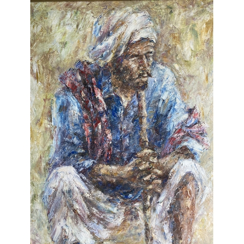 486 - Large original oil painting on canvas 'Man from Sindh' signed by Majid.