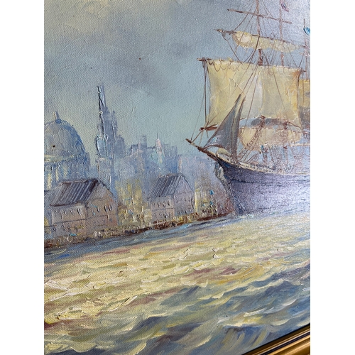 508 - Lovely Signed Marine/Naval themed oil on canvas