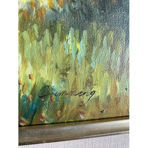 509 - Signed painting on canvas in gilt frame by Cumming