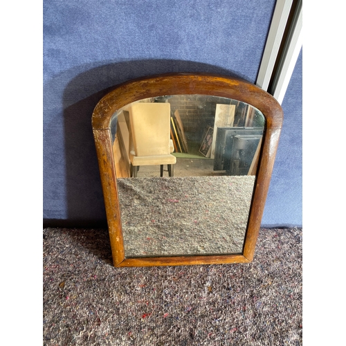 532 - Vintage wooden framed bevelled edge mirror.