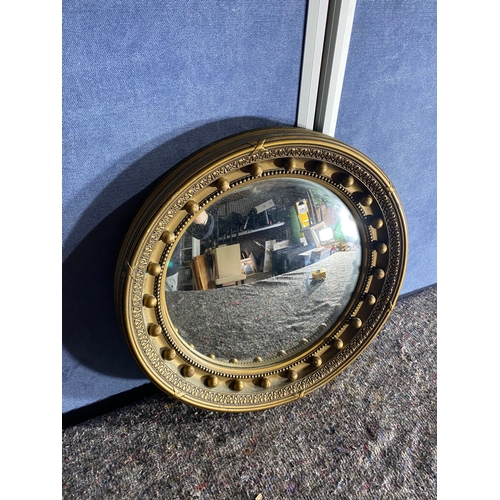 547 - Vintage Gilt framed circular convex butlers mirror.