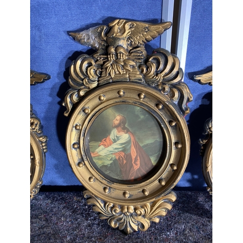 549 - A collection of Gilt framed items and two cherubs.