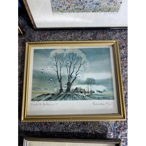 551 - Large collection of small framed lithographs / aqua tints.