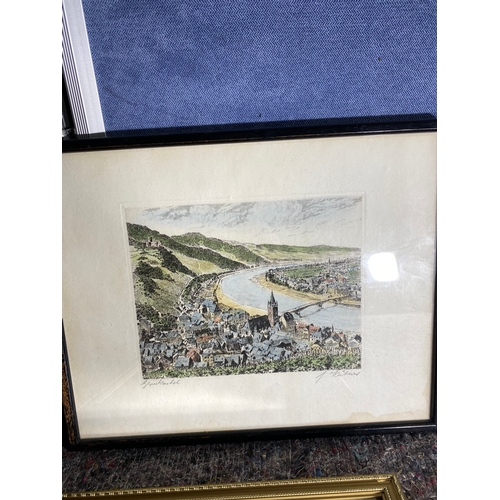 551 - Large collection of small framed lithographs / aqua tints.