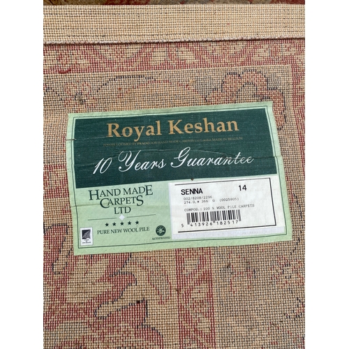 593 - Large Royal Keshan 100% wool handmade Rug / carpet made in Belgium