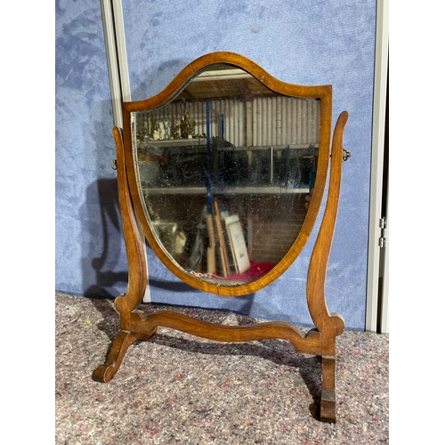 618 - Antique mahogany 'Shield' framed free standing dressing table mirror. 

Dimensions - 18.5