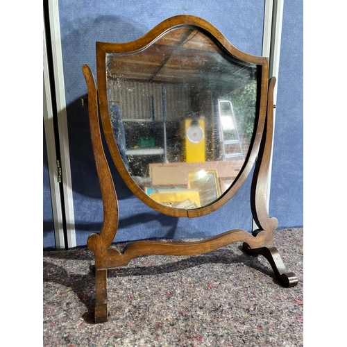 618 - Antique mahogany 'Shield' framed free standing dressing table mirror. 

Dimensions - 18.5