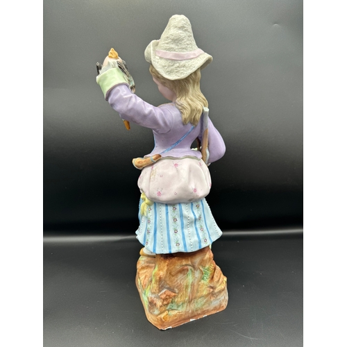 22 - Vintage Bavarian ceramic figurine of hunter woman holding game 40cm - A/F