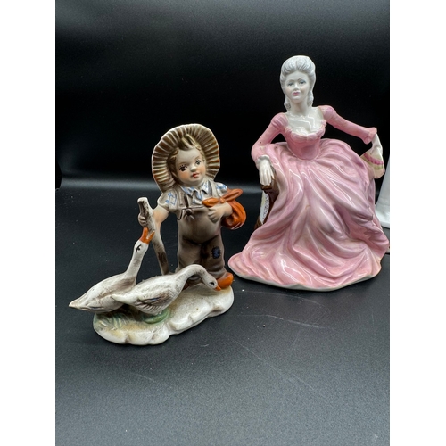 25 - Collection of Porcelain figurines including Coalport Polly - Diana by Pauline Shone for Spode, Royal... 