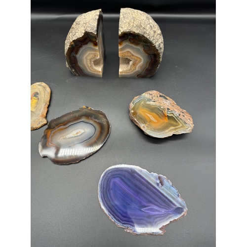 26 - Collection of Agate Minerals / Bookend / Slices