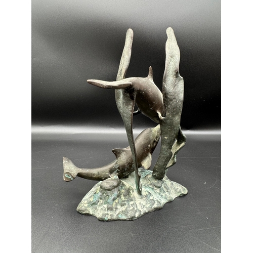 34 - Bronze Sculptor of Two Dolphins -  20cm