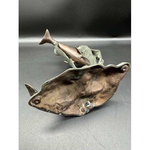 34 - Bronze Sculptor of Two Dolphins -  20cm