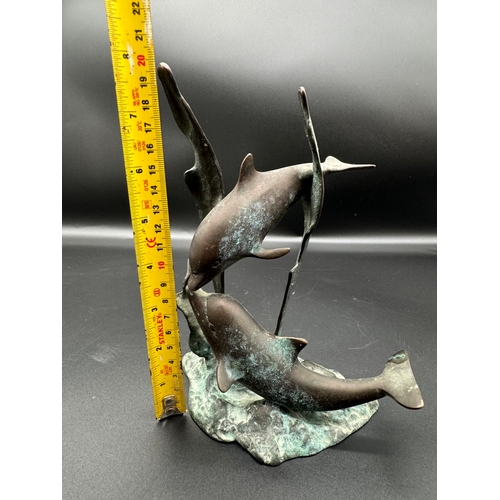 34 - Bronze Sculptor of Two Dolphins -  20cm