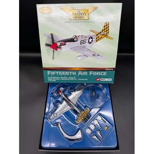 14 - Four Corgi Model Aircraft US32214 P-51D Mustang, AA33806 P-47D Thunderbolt, AA32220 P-51D Mustang, A... 