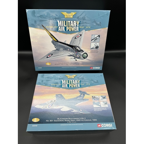 61 - Two Corgi Military Air Power Models - AA34103 Blackburn Buccaneer S.MK2 + AA32305 English Electric L... 