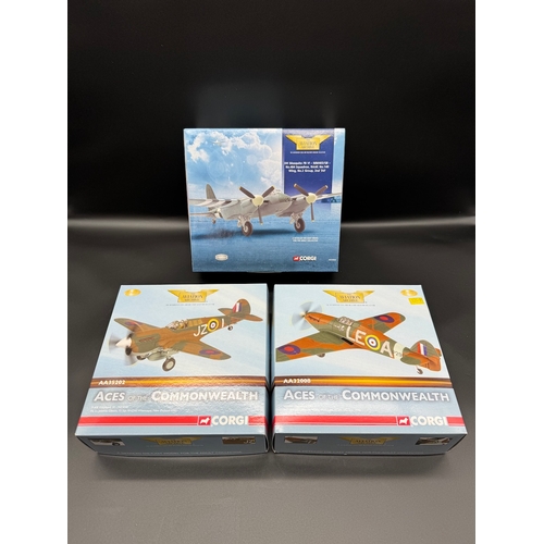 64 - Three Corgi WW2 Military Aircraft Models - AA35202, AA32008 + DH Mosquito FB VI