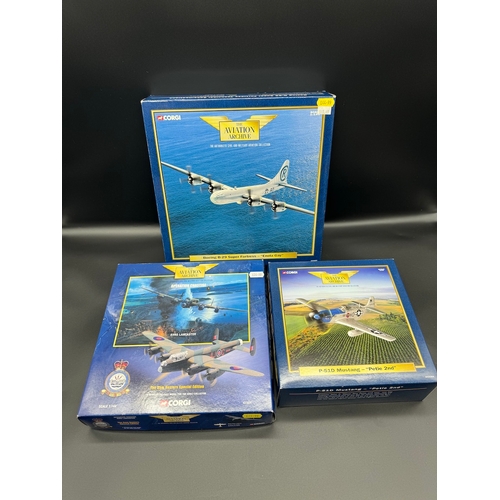 65 - Three Corgi Aircraft Models - Boeing B-29 Super Fortress Enola Gay, 47304 The Dam Buster Special Edi... 