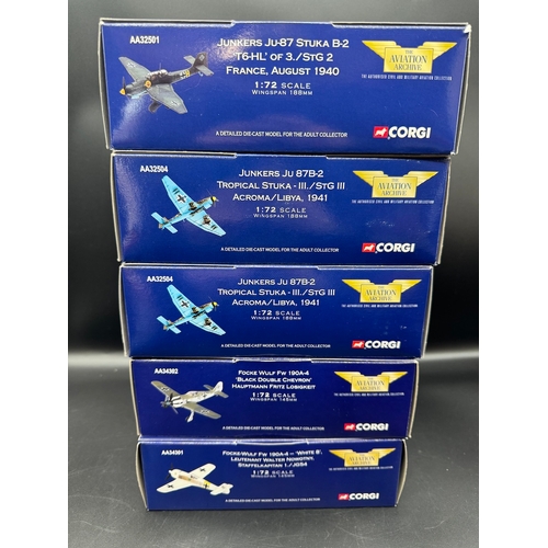 68 - Five Corgi WW2 Model Aircraft Models - AA32501, AA32504 X2, AA34302, AA34301