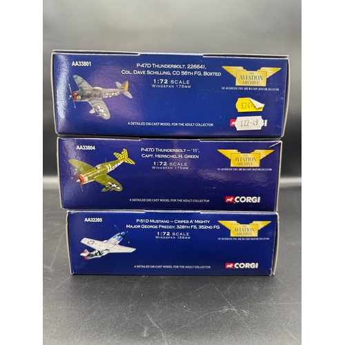 69 - Three Corgi WW2 Model Aircraft Models - AA33801, AA33804, AA32205