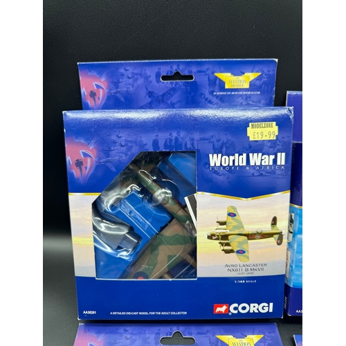 70 - Four Corgi WW2 Aircraft Models Scale 1:144 - AA30201, AA31902 1:72, A30202 1:144, AA32103 1:72