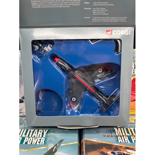 74 - Five Corgi Military Air Power Model Aircraft - AA32704 Hawker Hunter, AA32705 Hawker Hunter, AA32408... 