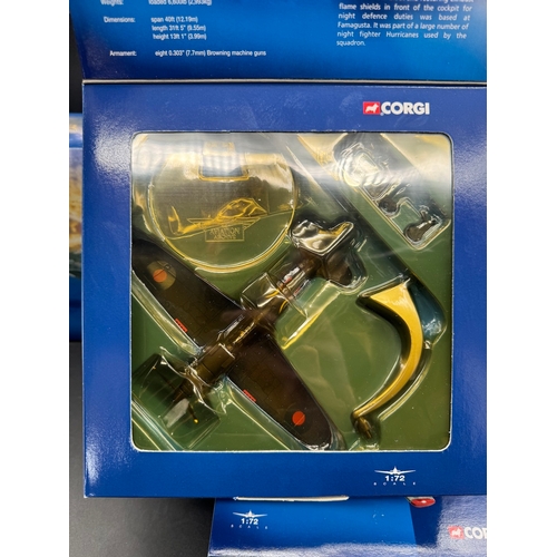 87 - Six Corgi WW2 Military Aircraft Models - AA32102, AA32202, AA32203, AA32002, AA32001 + 49303