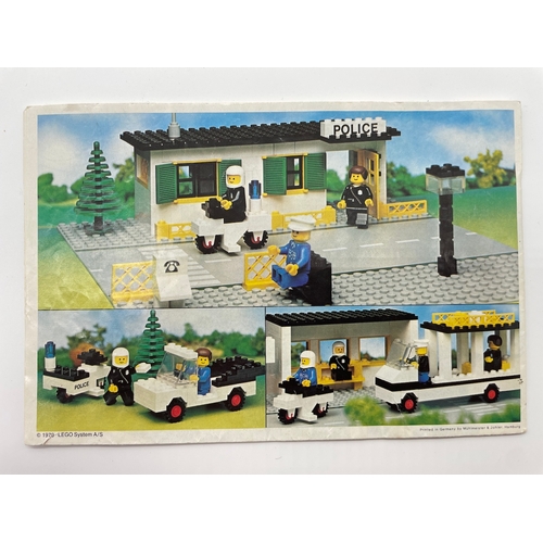 111 - Vintage Lego 381 Police Headquarters complete with box, instructions, pieces and minifigures