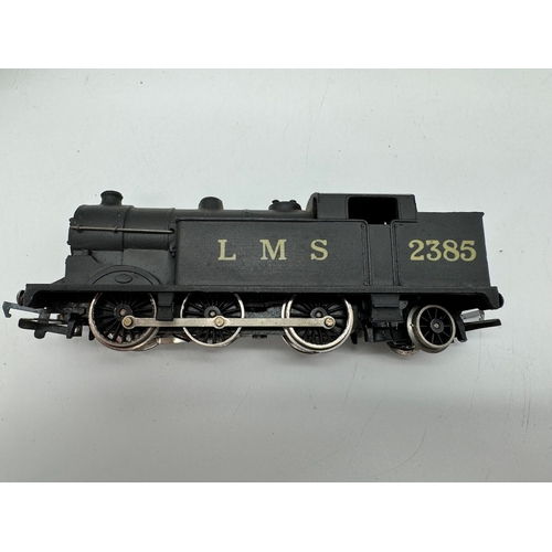 123 - Wrenn W2215 Tank Locomotive 0-6-2 LMS 2385 in black + Trix Twin Railway Tin Plate Wagons / Coal Vans