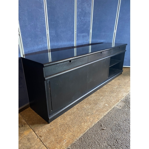 312 - Large Black low sideboard. 

Dimensions - 83.5