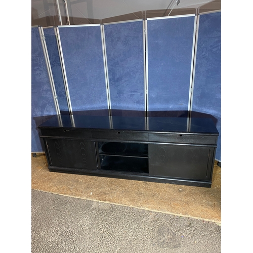 312 - Large Black low sideboard. 

Dimensions - 83.5