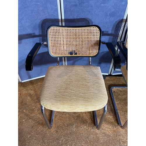 313 - A pair of Marcel Breuer Cesca upholstered/ rattan and chrome armchairs. - A/F

Dimensions - 24