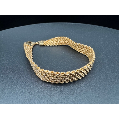 69 - 9ct Yellow Gold Rope Bracelet - 5.6g