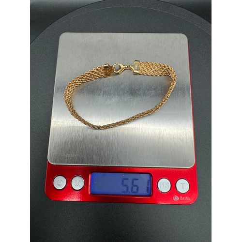 69 - 9ct Yellow Gold Rope Bracelet - 5.6g