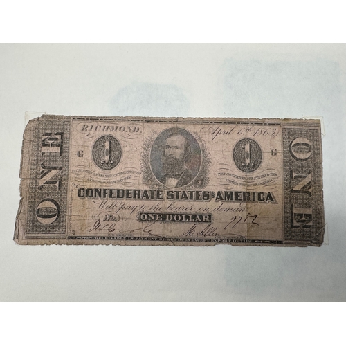 78 - Confederate States of America One Dollar Note April 6th 1863 