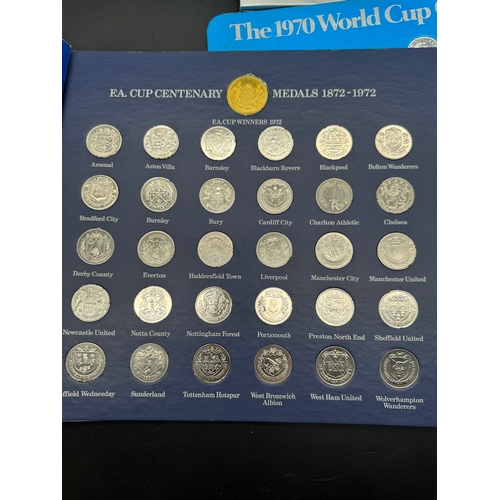 80 - Collection of commemorative medals / coins including 1970 World Cup Coin Collection, FA Cup Centenar... 