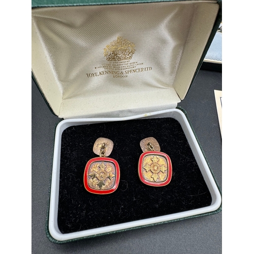 87 - George V OBE with matching cufflinks, miniature OBE + Sterling Silver & Enamel Past Chairman Nationa... 