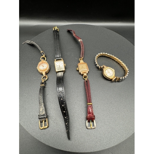 97 - Four Vintage Ladies Cocktail Watches including 9ct gold Case Rotary, Bursa, Tissot & Eurastyle