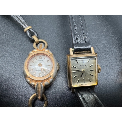 97 - Four Vintage Ladies Cocktail Watches including 9ct gold Case Rotary, Bursa, Tissot & Eurastyle