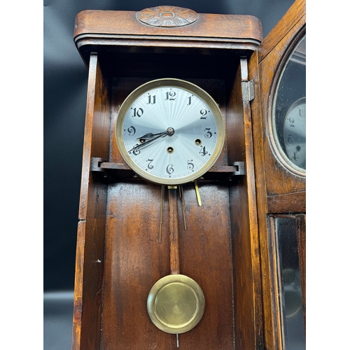 56 - 20th Century Oak Cased Regulator Clock - 74cm x 33cm x 16cm