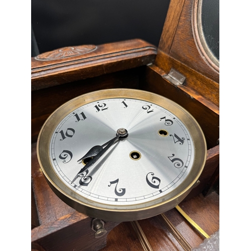 56 - 20th Century Oak Cased Regulator Clock - 74cm x 33cm x 16cm