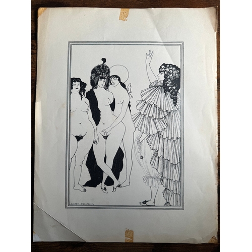 58 - Four Vintage Aubrey Beardsley Lithograph of Erotic Scene English Nudity