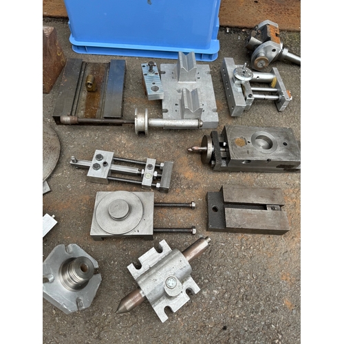 183 - Quantity of engineering lathe milling attachments / beds / tables