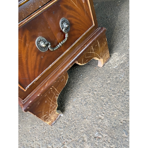 354 - Vintage mahogany partners / pedestal desk with green leather inlaid. 

Dimensions - 48