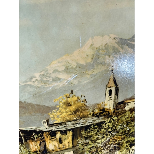 394 - Alpine Houses on the Lugano Lake Landscape print.