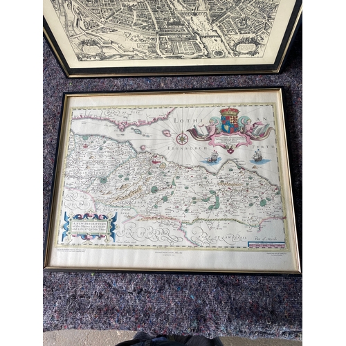 395 - Two miscellaneous framed pieces including Gerard Mercator Reprint.