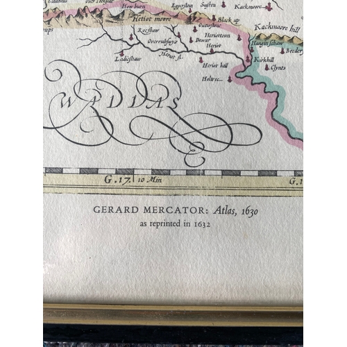 395 - Two miscellaneous framed pieces including Gerard Mercator Reprint.