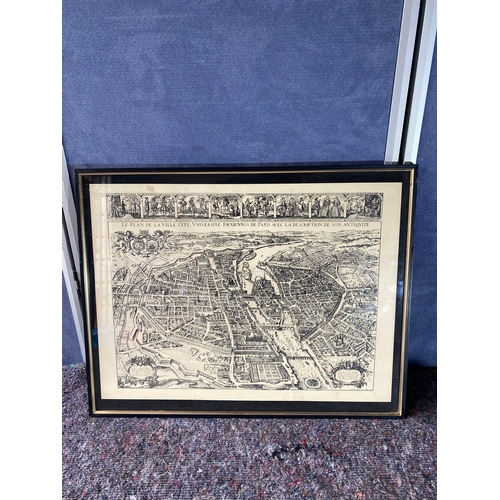 395 - Two miscellaneous framed pieces including Gerard Mercator Reprint.