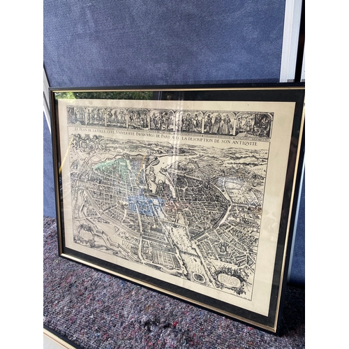 395 - Two miscellaneous framed pieces including Gerard Mercator Reprint.