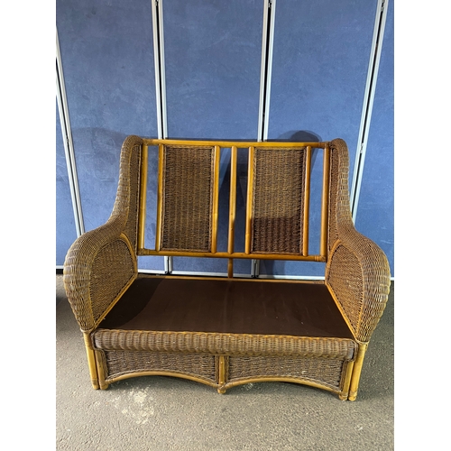 397 - A good quality two seater wicker conservatory sofa and stool. 

Please see images for all dimensions... 