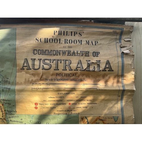 60 - Early 20th Century Philips School Room Map of the Commonwealth of Australia - A/F